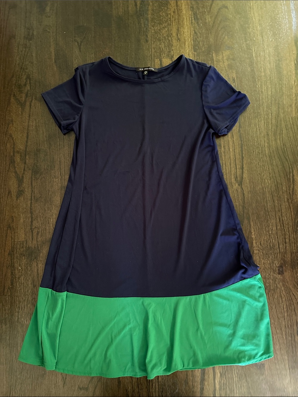 Navy and Green Colorblock Mini Dress